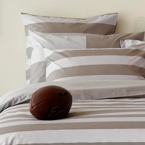 2 taies d'oreiller carrés à rayures beige - A la recherche du ballon perdu